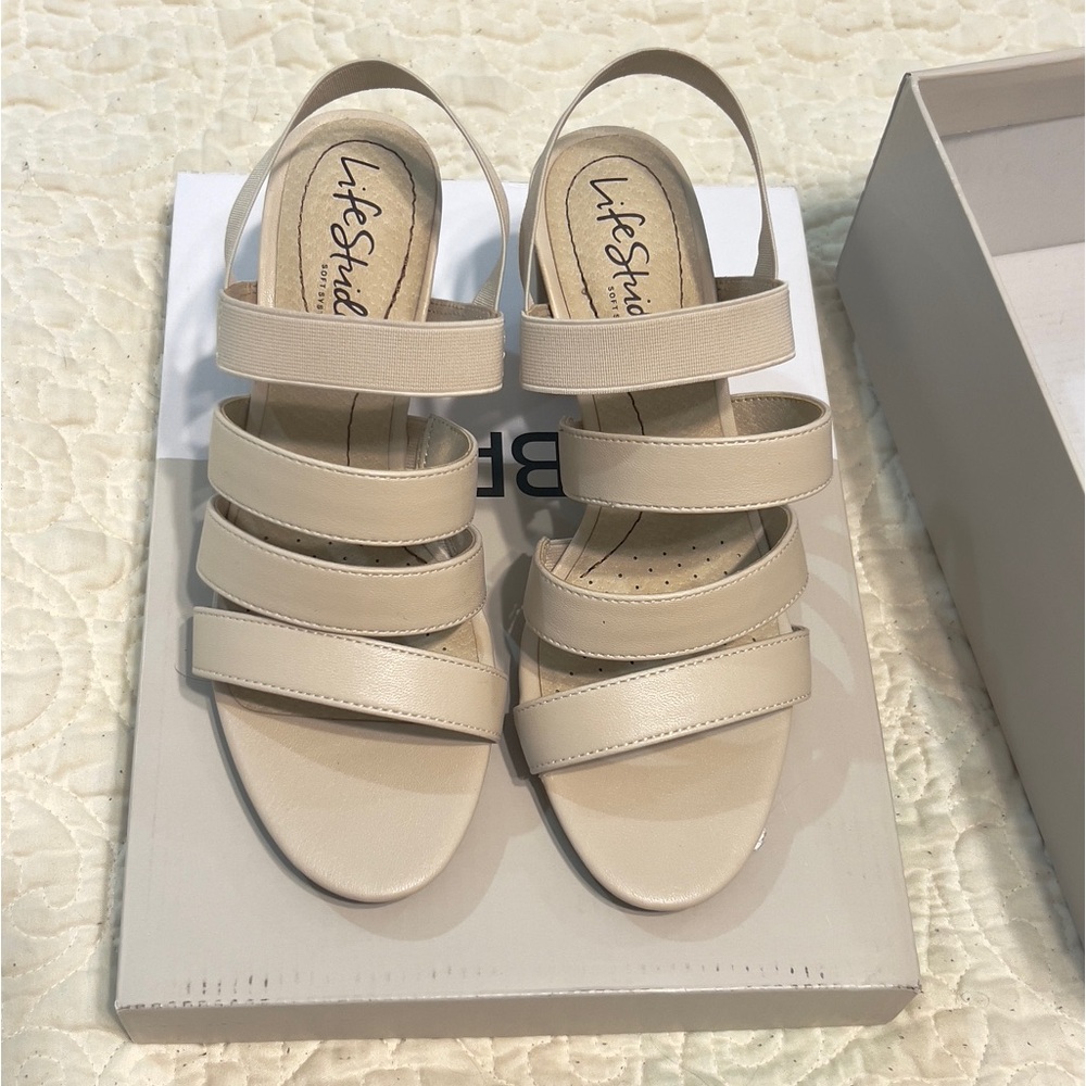 Cream heeled sandals